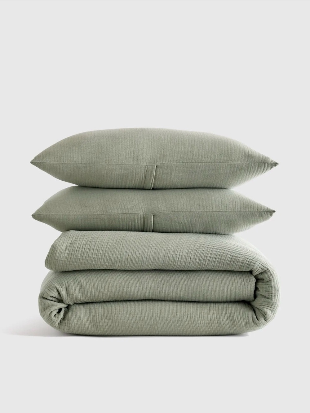 Quince NWOT Cotton Gauze Duvet Cover Set in Dried Sage King/Cal King 1037